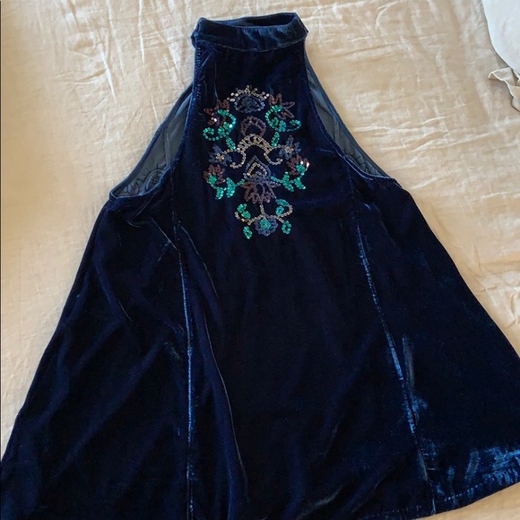 Free People Deep blue velvet free people dress - Picture 1 of 3
